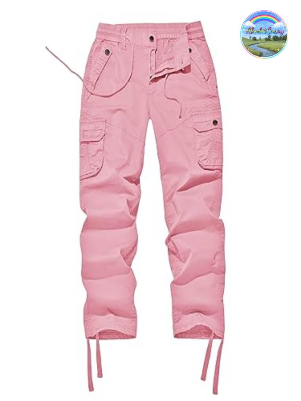 Women's Mid Rise Drawstring Cargo Pants Multi-Pocket Hiking Cotton Spandex